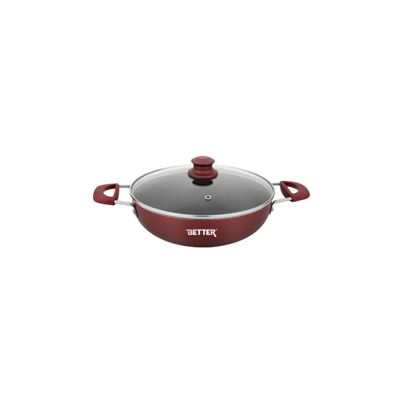 Better DEEP KADAHI 28CM SILICON HANDLE/4MM NON STICK COOKWARE-SILICA SERIES (4MM THICKNESS) IB Price in Nepal