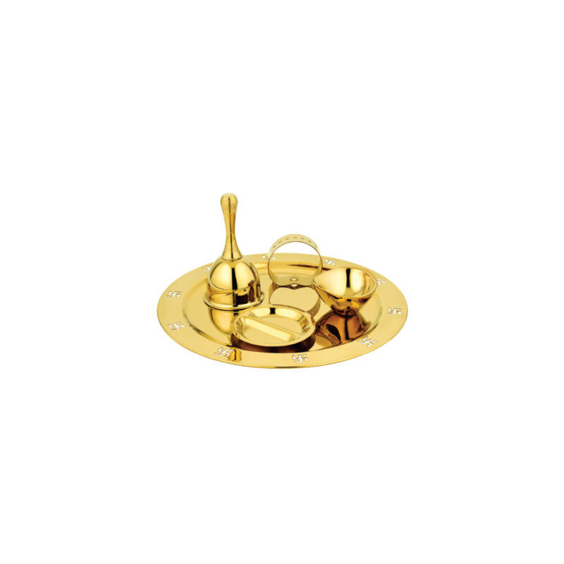 Better POOJA THALI SET (PVD GOLDEN COATED) 5 PCS SET "RASO" POOJA SET Price in Nepal